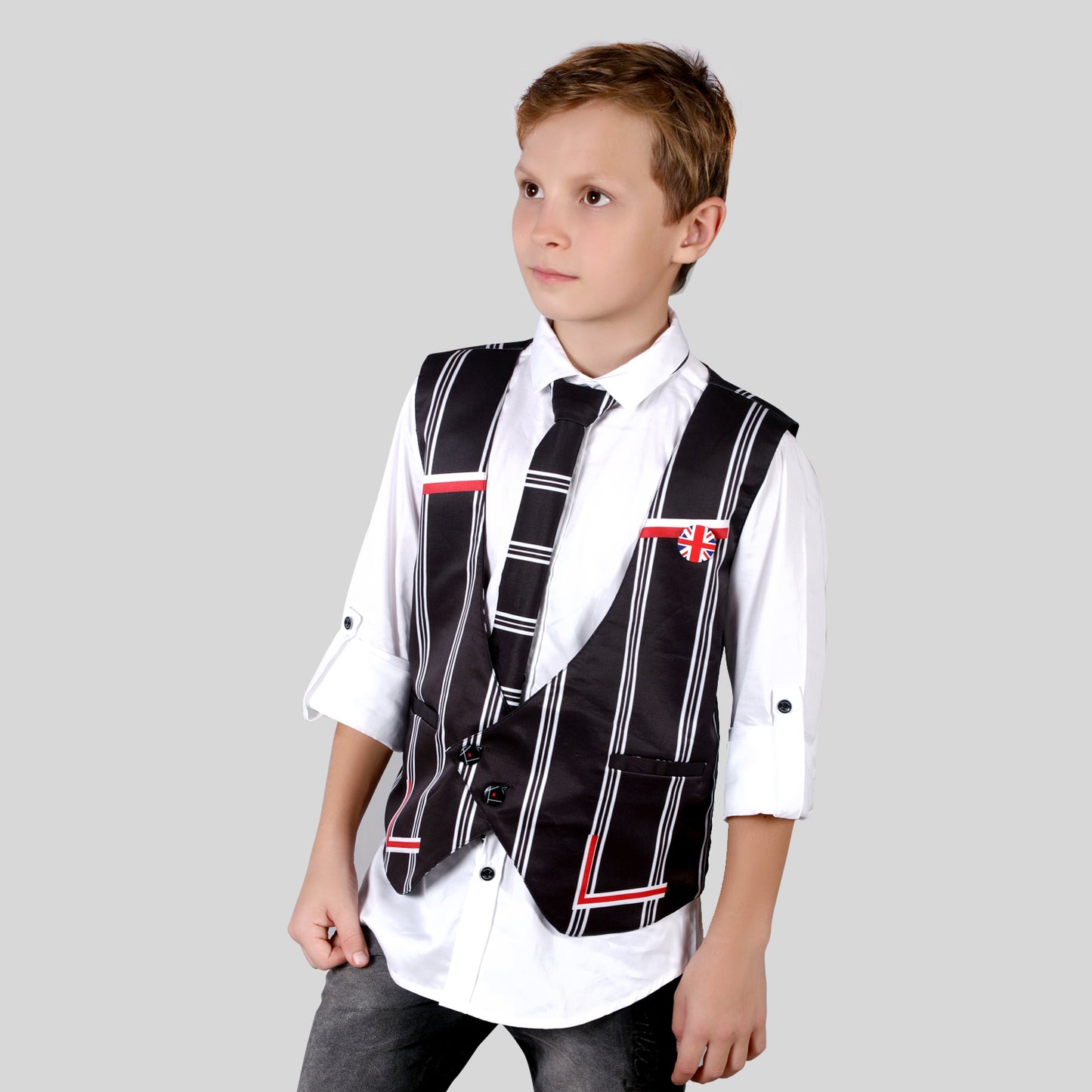 Stylish and fashionable party shirt with waistcoat and a tie