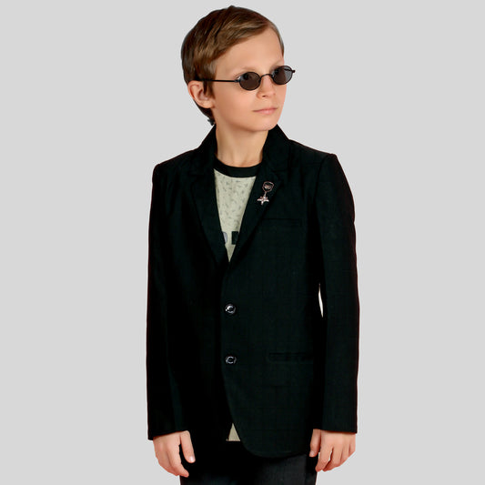 STYLISH AND CASUAL BLACK COTTON BLAZER & T-SHIRT FOR YOUNG BOYS