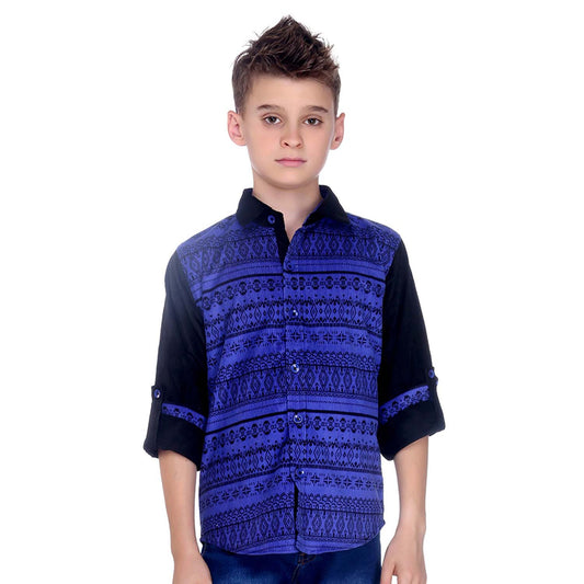 MashUp Blue Printed Coduroy Shirt - mashup boys