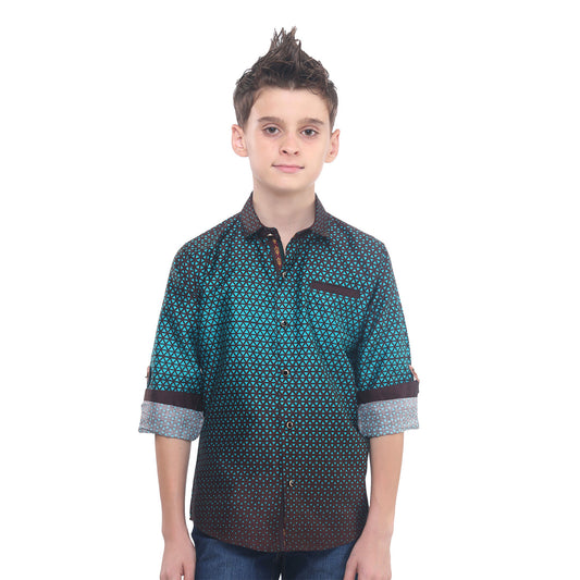 MashUp Sea Green Mesh Print Shirt - mashup boys