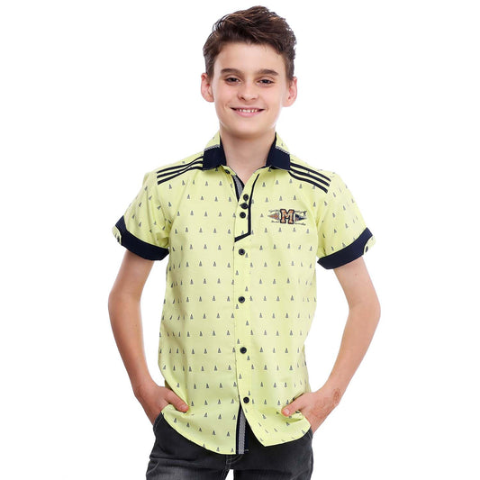 MashUp Color Crush – lime green printed shirt - mashup boys