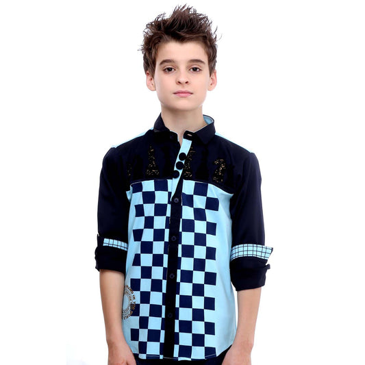 MashUp Checkered Blue Shirt - mashup boys