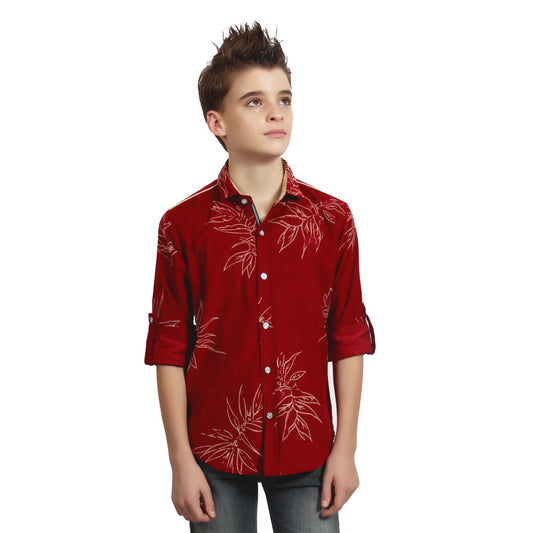 MashUp Printed Maroon Corduroy Shirt - mashup boys