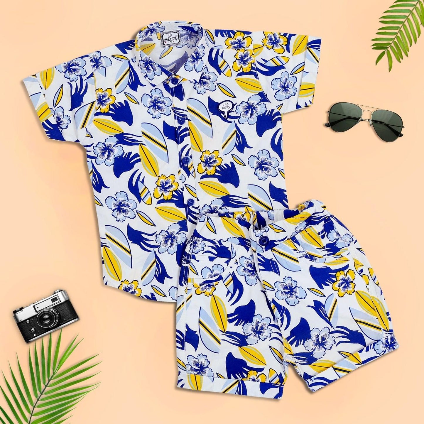 Aloha Adventure- Tropical Print Shirt and Shorts Cordinate set