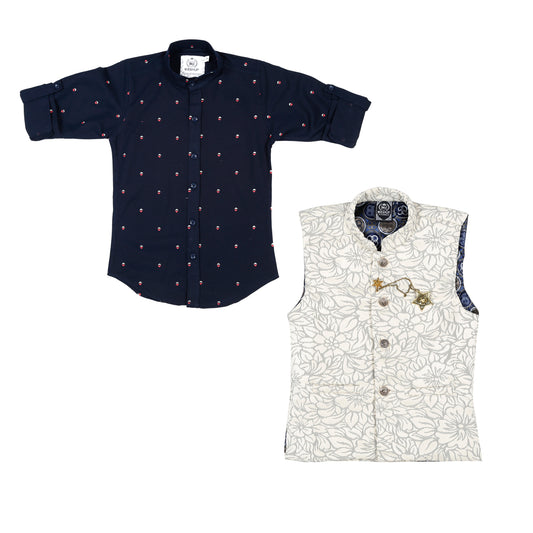 MashUp dapper Nehru jacket and geometric print shirt. - mashup boys
